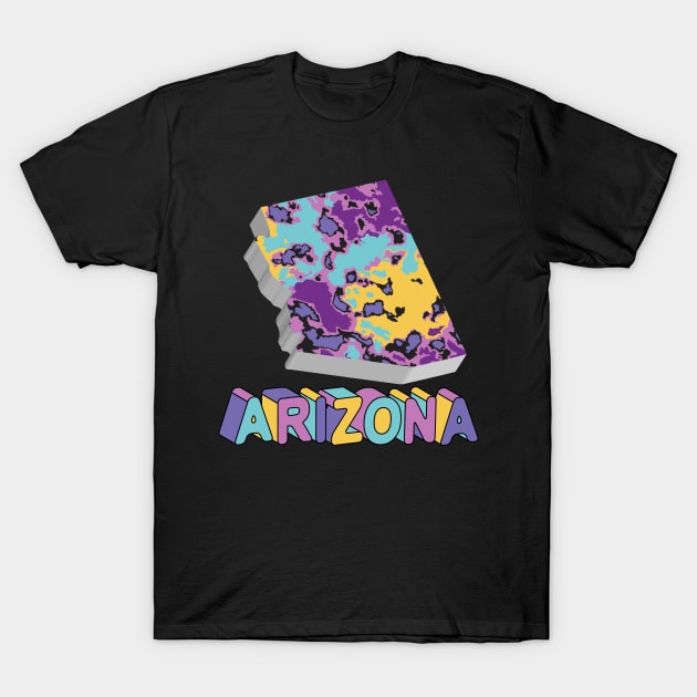 Arizona State Map Art T-Shirt by Designoholic